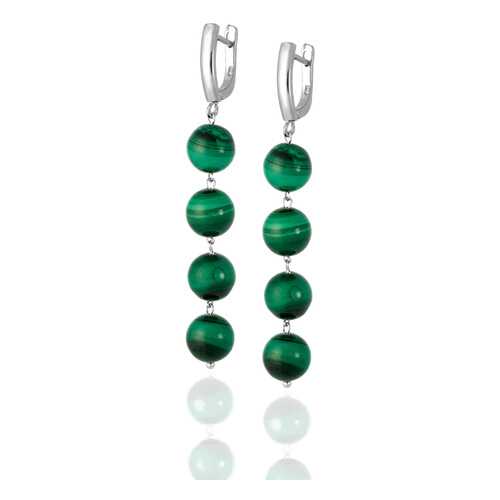 Серьги Lattrice, вставка малахит, артикул 54655822 в Инсити