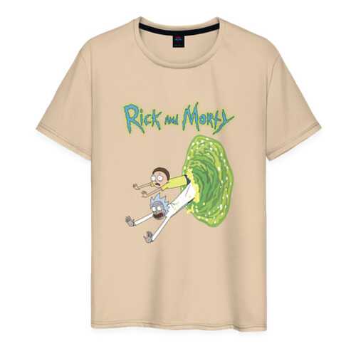 Футболка мужская ВсеМайки Rick and Morty portal бежевая 4XL в Инсити
